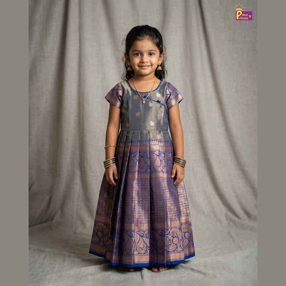 Kids Traditional Blue Party Frock PG498
